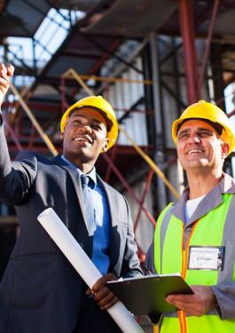 two men on a construction site